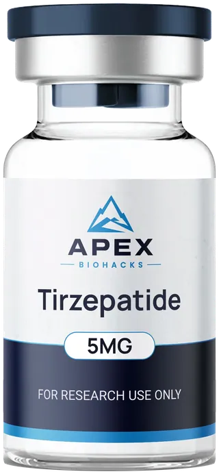 Tirzepatide 5MG vial, Apex Biohacks label